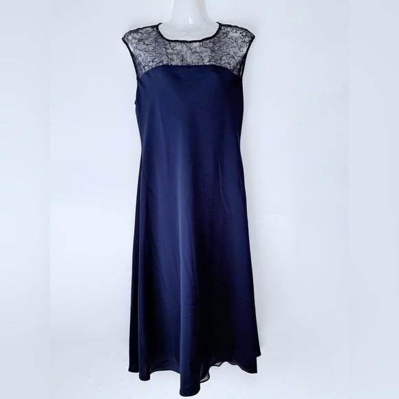 Ralph Lauren Black Label Navy Blue Sequins Georgette Sleeveless Cocktail Dress 6 - Picture 2 of 10